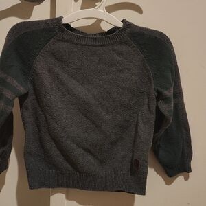 Janie and Jack Charcoal and Forest Green Sweater